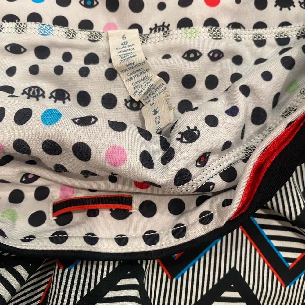 lululemon Black Chevron Athletic Shorts with Teal & Rust Accents
